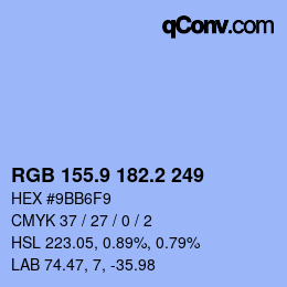 Color code: RGB 155.9 182.2 249 | qconv.com