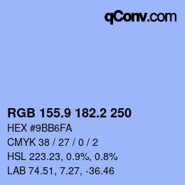 カラーコード: RGB 155.9 182.2 250 | qconv.com