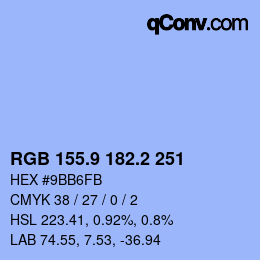 Color code: RGB 155.9 182.2 251 | qconv.com