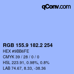 Color code: RGB 155.9 182.2 254 | qconv.com