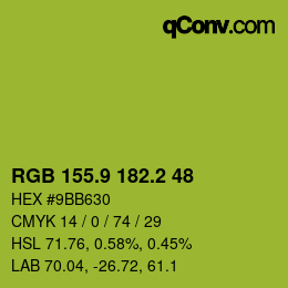 カラーコード: RGB 155.9 182.2 48 | qconv.com