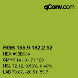 カラーコード: RGB 155.9 182.2 52 | qconv.com