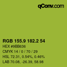 カラーコード: RGB 155.9 182.2 54 | qconv.com