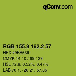 カラーコード: RGB 155.9 182.2 57 | qconv.com