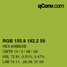 カラーコード: RGB 155.9 182.2 59 | qconv.com