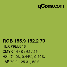 カラーコード: RGB 155.9 182.2 70 | qconv.com