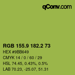 カラーコード: RGB 155.9 182.2 73 | qconv.com