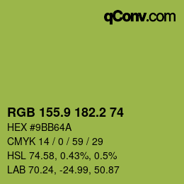 カラーコード: RGB 155.9 182.2 74 | qconv.com