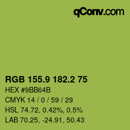カラーコード: RGB 155.9 182.2 75 | qconv.com