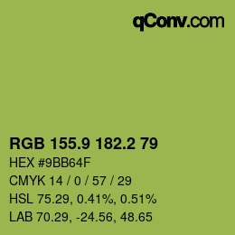 カラーコード: RGB 155.9 182.2 79 | qconv.com