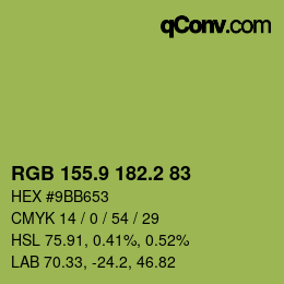 カラーコード: RGB 155.9 182.2 83 | qconv.com