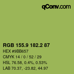カラーコード: RGB 155.9 182.2 87 | qconv.com