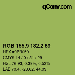 カラーコード: RGB 155.9 182.2 89 | qconv.com