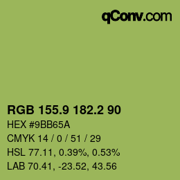 カラーコード: RGB 155.9 182.2 90 | qconv.com