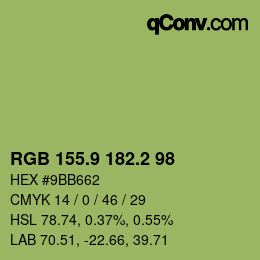 カラーコード: RGB 155.9 182.2 98 | qconv.com