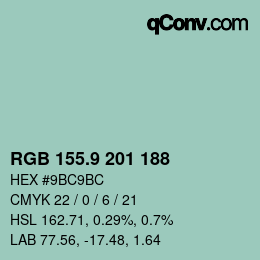 Color code: RGB 155.9 201 188 | qconv.com
