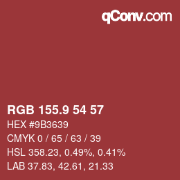 Color code: RGB 155.9 54 57 | qconv.com