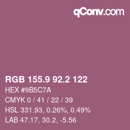 カラーコード: RGB 155.9 92.2 122 | qconv.com