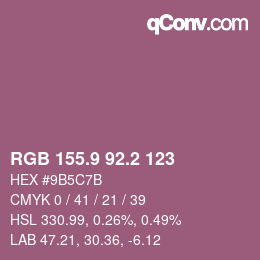 カラーコード: RGB 155.9 92.2 123 | qconv.com