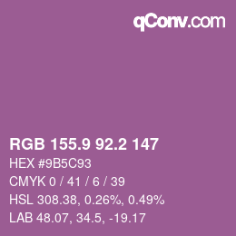 カラーコード: RGB 155.9 92.2 147 | qconv.com