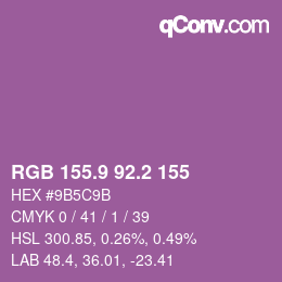 カラーコード: RGB 155.9 92.2 155 | qconv.com