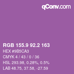 カラーコード: RGB 155.9 92.2 163 | qconv.com