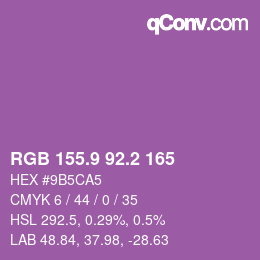 カラーコード: RGB 155.9 92.2 165 | qconv.com