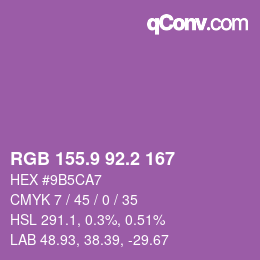 カラーコード: RGB 155.9 92.2 167 | qconv.com