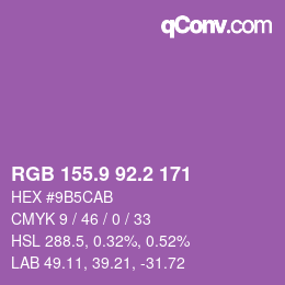 カラーコード: RGB 155.9 92.2 171 | qconv.com