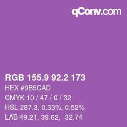 カラーコード: RGB 155.9 92.2 173 | qconv.com