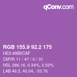 カラーコード: RGB 155.9 92.2 175 | qconv.com