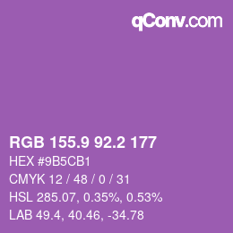カラーコード: RGB 155.9 92.2 177 | qconv.com