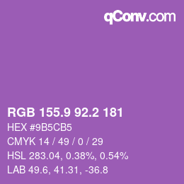 カラーコード: RGB 155.9 92.2 181 | qconv.com