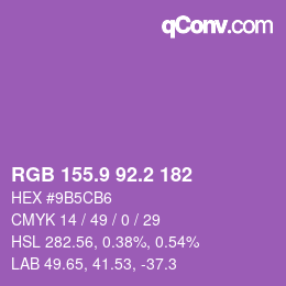 カラーコード: RGB 155.9 92.2 182 | qconv.com