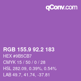 カラーコード: RGB 155.9 92.2 183 | qconv.com