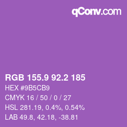 カラーコード: RGB 155.9 92.2 185 | qconv.com