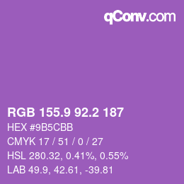 カラーコード: RGB 155.9 92.2 187 | qconv.com