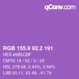 カラーコード: RGB 155.9 92.2 191 | qconv.com