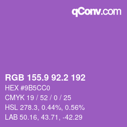 カラーコード: RGB 155.9 92.2 192 | qconv.com