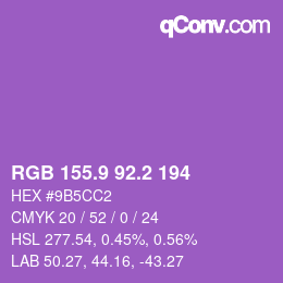 カラーコード: RGB 155.9 92.2 194 | qconv.com