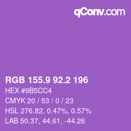 カラーコード: RGB 155.9 92.2 196 | qconv.com