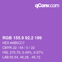 カラーコード: RGB 155.9 92.2 199 | qconv.com