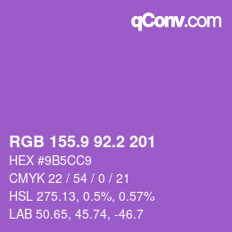 カラーコード: RGB 155.9 92.2 201 | qconv.com
