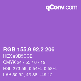 カラーコード: RGB 155.9 92.2 206 | qconv.com