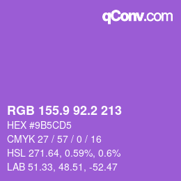 カラーコード: RGB 155.9 92.2 213 | qconv.com