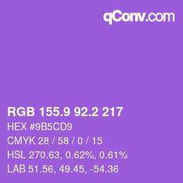 カラーコード: RGB 155.9 92.2 217 | qconv.com