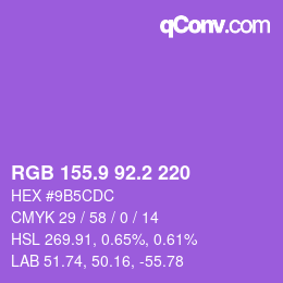 カラーコード: RGB 155.9 92.2 220 | qconv.com