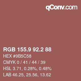 カラーコード: RGB 155.9 92.2 88 | qconv.com