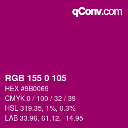 Color code: RGB 155 0 105 | qconv.com