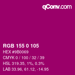 カラーコード: RGB 155 0 105 | qconv.com